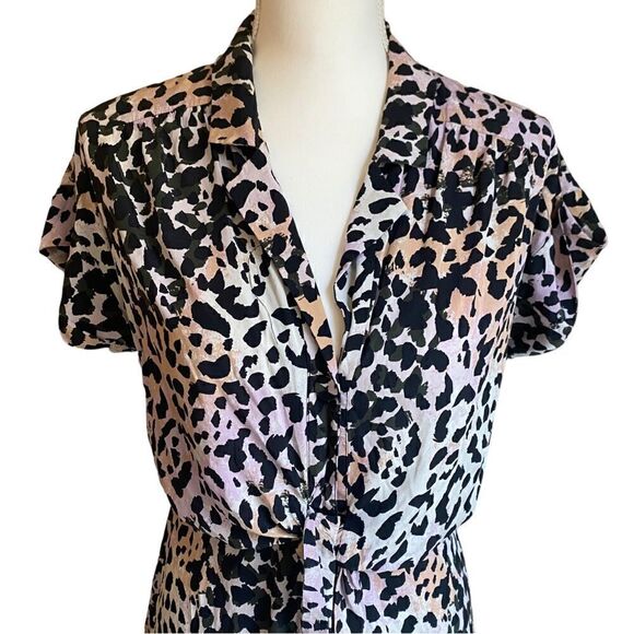 Veronica Beard Silk Wrap Dress Animal Print Size 4 - Picture 3 of 6